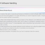 A system settings screenshot showing the Nintendo Switch Update 22.0.0 Handheld Mode Boost toggle on a Nintendo Switch 2.