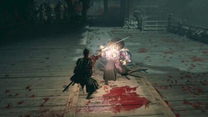 Miyamoto Musashi performs a sword strike on a Genma enemy in the Onimusha: Way of the Sword overview trailer.