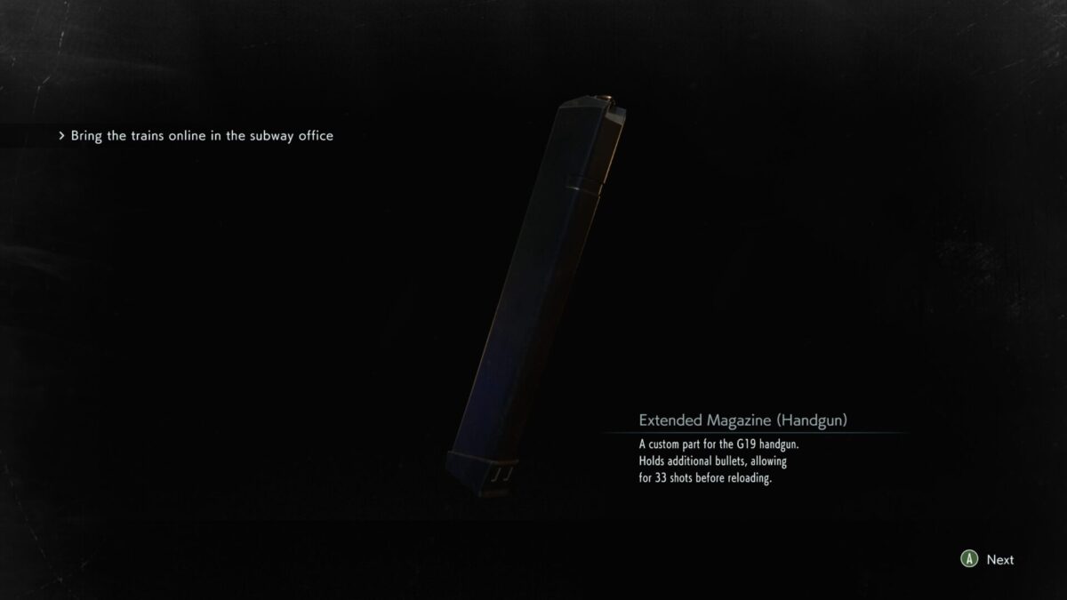 The 3D model view of the extended magazine weapon part for the G19 handgun.