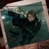 Leon Kennedy appears in a detailed close-up shot captured with the Resident Evil Requiem photo mode.