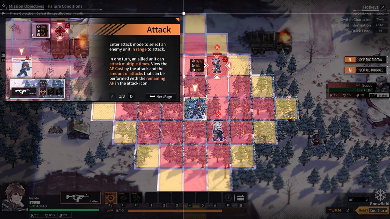 The grid combat attack mode tutorial found in a Reverse Collapse: Code Name Bakery review.