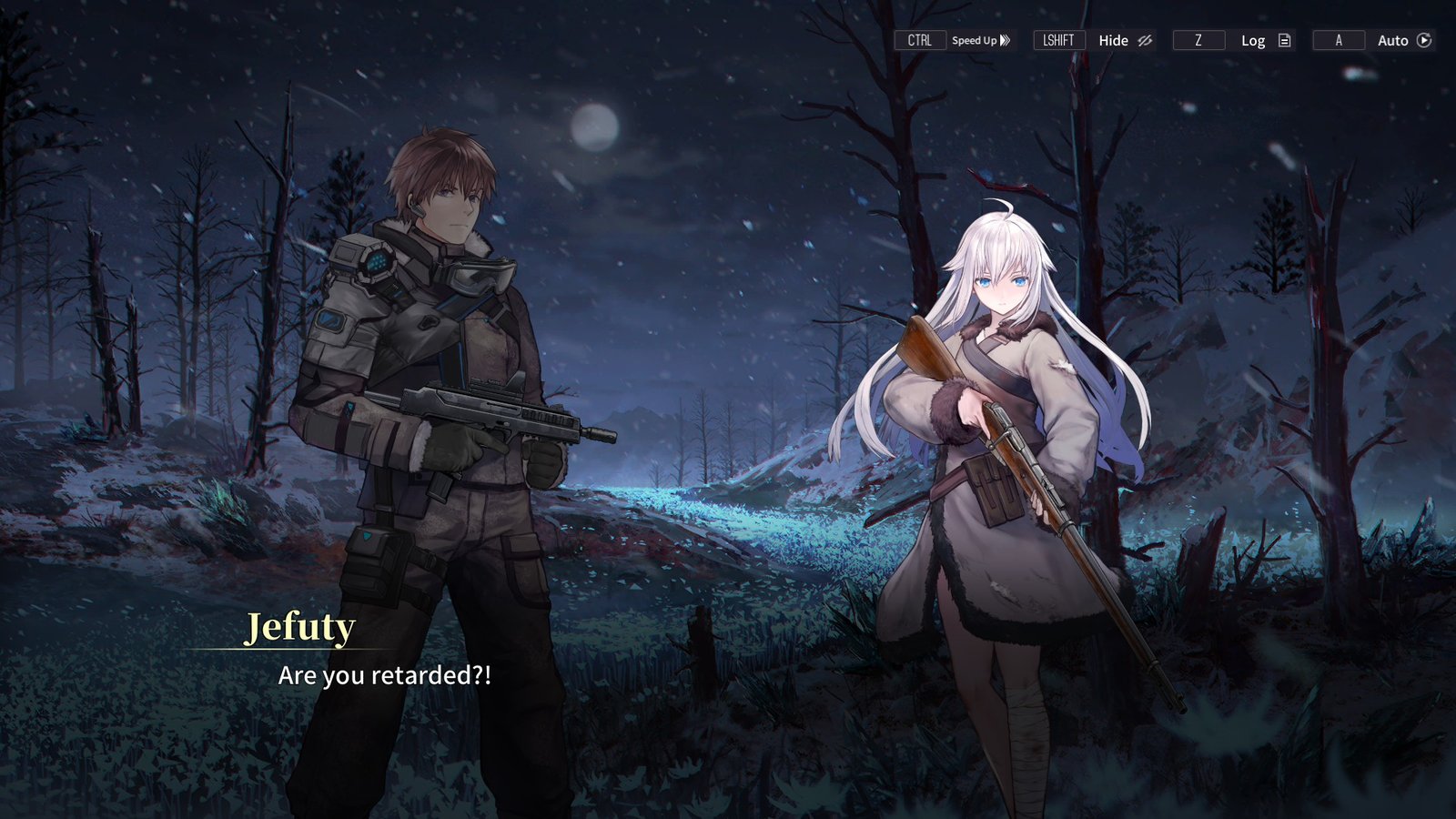 Jefuty and Mendo during a tense dialogue moment in a Reverse Collapse: Code Name Bakery review.