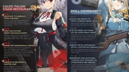 A dual character profile showcasing both Sabrina and Suomi in the Sabrina and Suomi GFL2 guide