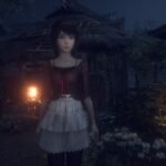 Mio uses a flashlight in a dark hallway, showcasing the lighting and HDR contrast fixes detailed in the Fatal Frame II Remake 1.03.04 patch notes.