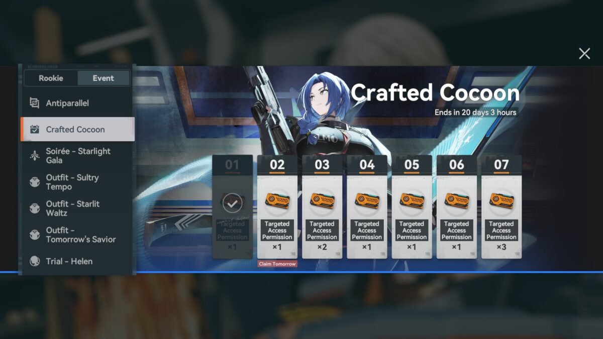 Crafted Cocoon login rewards in the Girls' Frontline 2 Antiparallel Part 1 Guide.