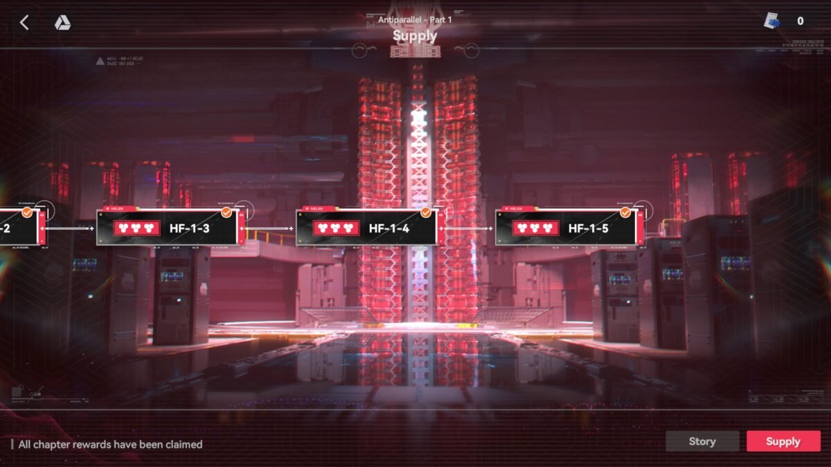 Farming stages for event currency in the Girls' Frontline 2 Antiparallel Part 1 Guide.