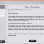 Girls’ Frontline 2 Artifact Recovery bug in-game notice showing the Phase Dominion freeze issue.