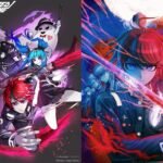 HUNDRED LINE -Final Defense Academy- anniversary split-screen graphic showing the original game key art alongside the newly announced manga adaptation art.