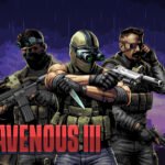 Intravenous 3 reveal trailer visual featuring three stylized tactical operators with night-vision goggles and a silenced pistol.