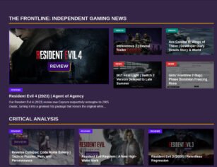 KonNetwork patch notes showing the new front page UI organization and Resident Evil 4 review.