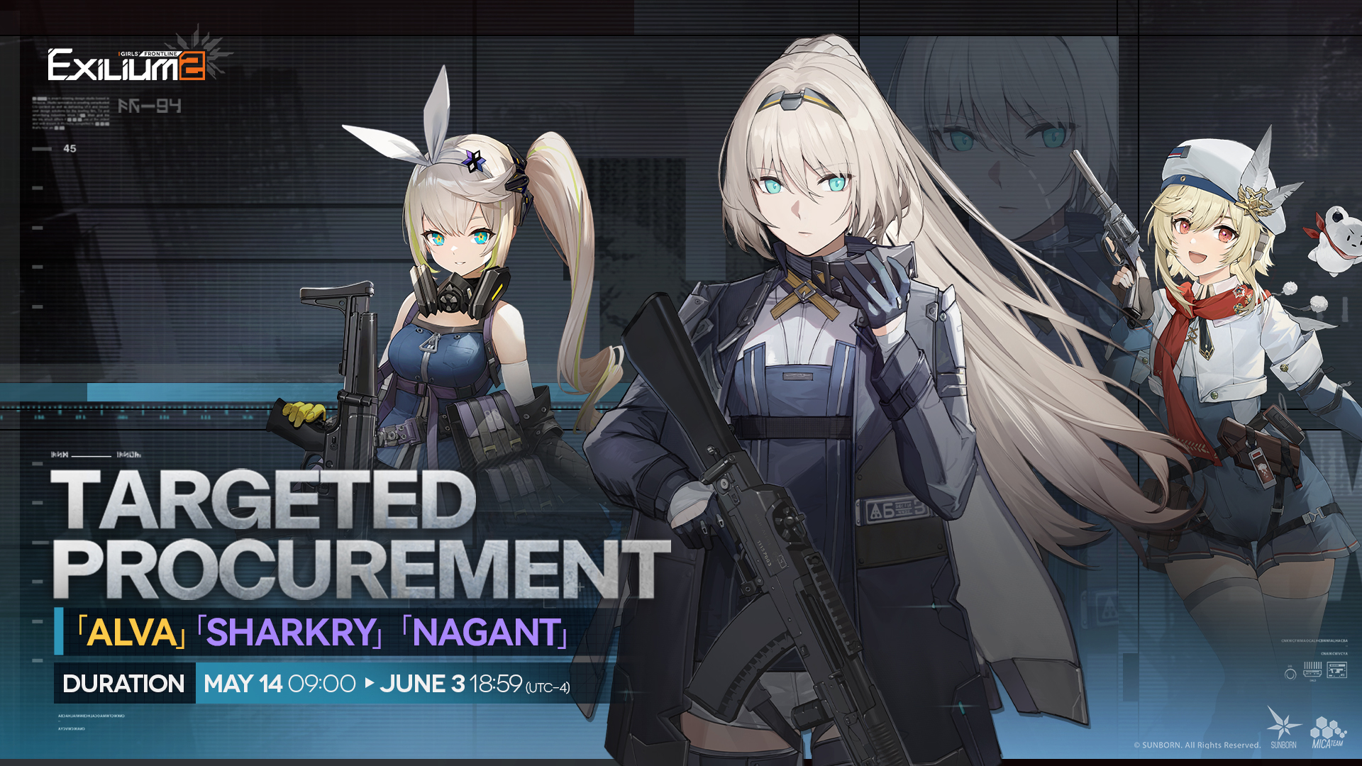 The official Alva (AN-94) targeted procurement rerun banner for the Antiparallel update in our GFL2 guide.