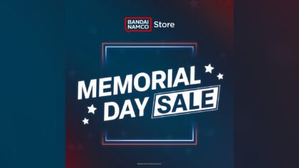 Official promotional mobile banner graphic for the Bandai Namco Memorial Day Sale event.