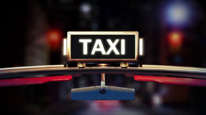 Flashing neon taxi sign featured in the official Crazy Taxi teaser video clip.