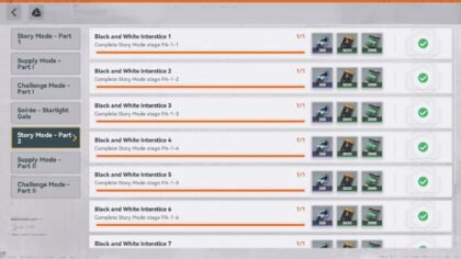 Girls' Frontline 2 Antiparallel Part 2 mission objectives and tiered reward milestones.