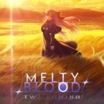 The official Melty Blood: Twi-Lumina announcement key art showing a character in a golden wheat field at sunset.