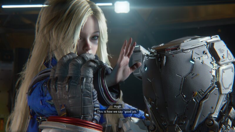 Character close-up of Hugh and Diana during a story cutscene illustrating their dynamic