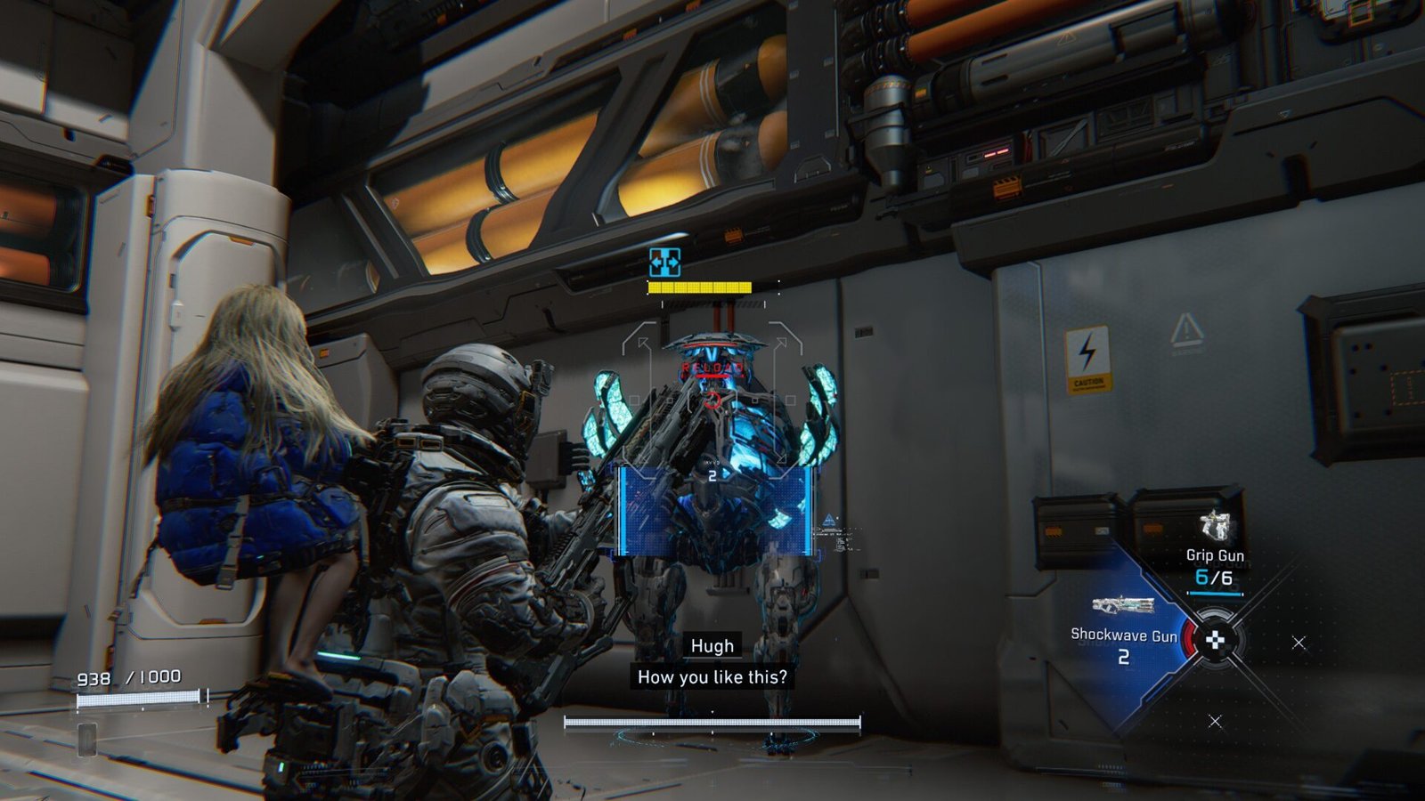 Pragmata Review screenshot demonstrating weapon attrition mechanics during combat.