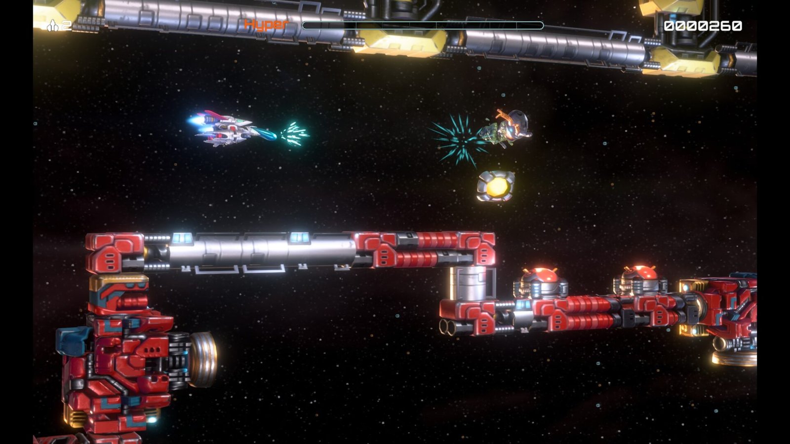 The modern 3D graphics presentation mode from our R-Type Dimensions III review.