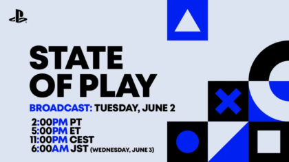 Official schedule card for the upcoming Sony State of Play broadcast event.