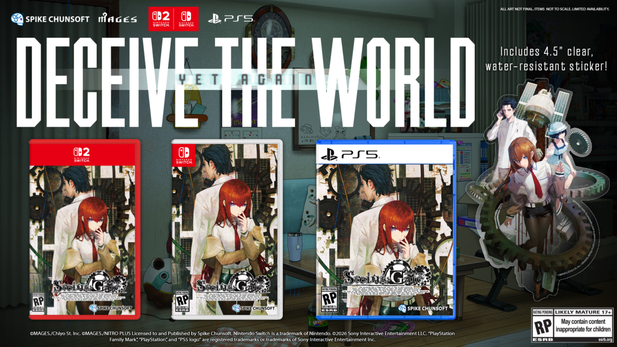 Official standard retail box mockup configurations for the STEINS;GATE RE:BOOT western release.