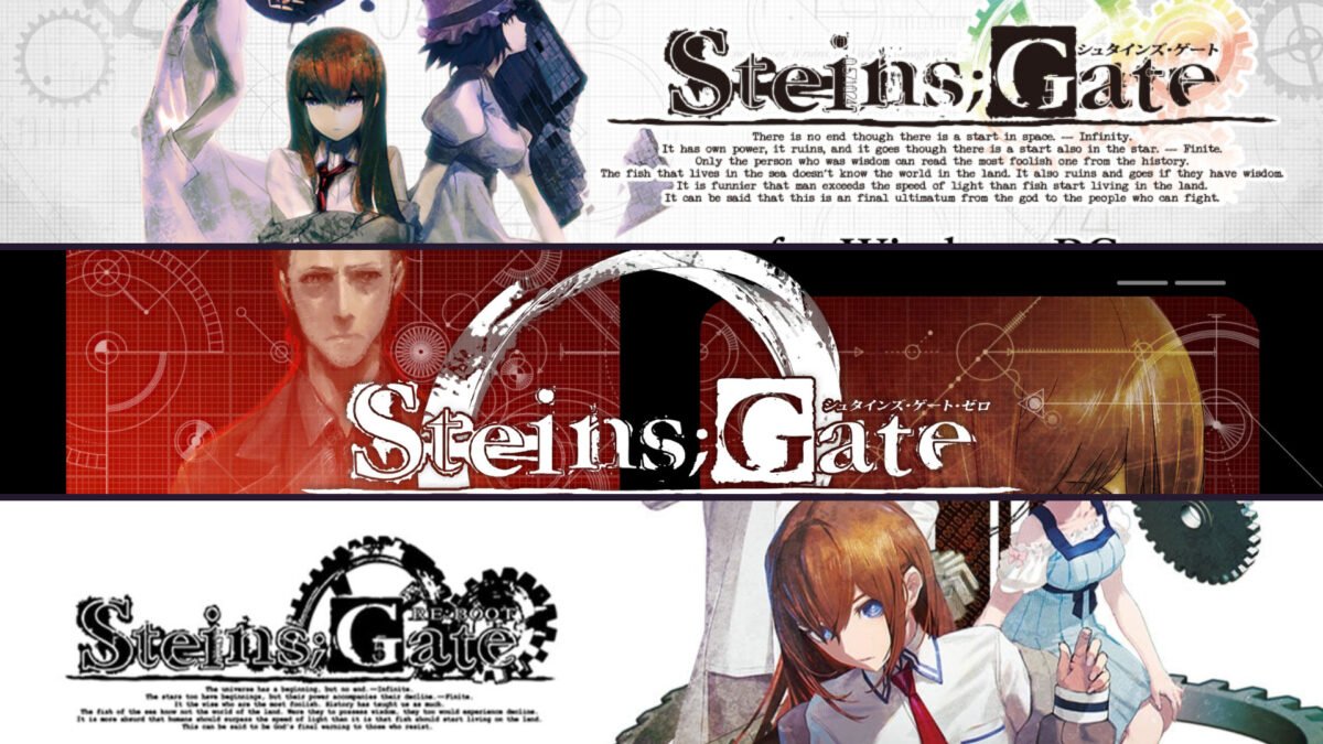 Steins;Gate Series Records technical header featuring Steins;Gate, Steins;Gate 0, and Steins;Gate REBOOT.