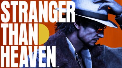 Makoto Daito adjusts his hat in a stylized blue and orange profile shot for the STRANGER THAN HEAVEN Release Window announcement.