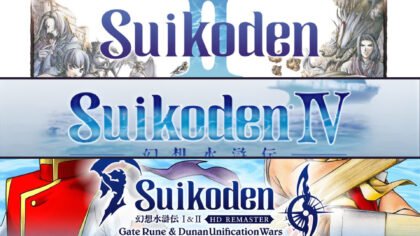 Suikoden Series Records technical header featuring Suikoden II, Suikoden IV, and Suikoden I&II HD Remaster.