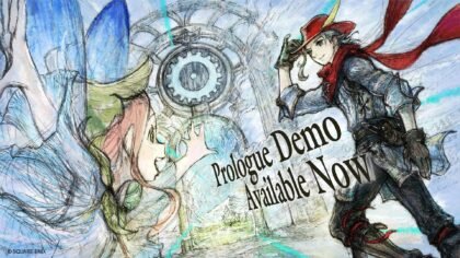 Official sketch-style concept art for The Adventures of Elliot demo showing the main characters with a Prologue Demo Available Now text overlay.