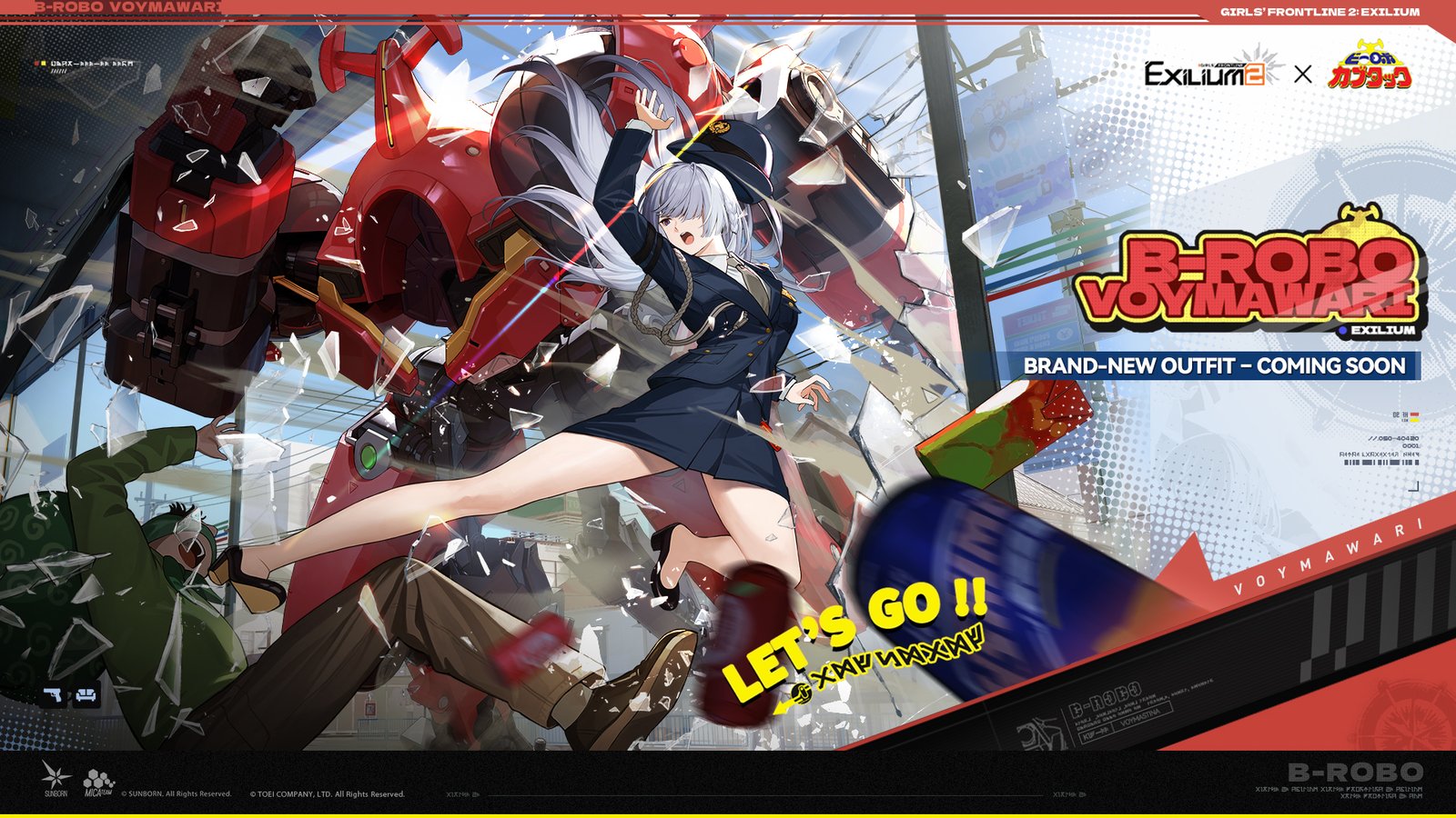 Belian Island Episode 15 official splash art for the B-Robo Voymawari crossover uniform and mech overhaul for Voymastina (AK-15).