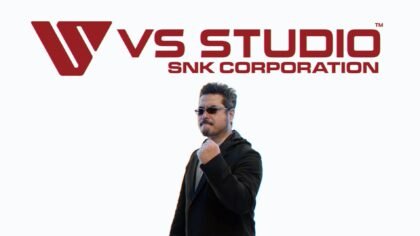 VS Studio SNK official announcement image featuring Representative Director and CEO Katsuhiro Harada.