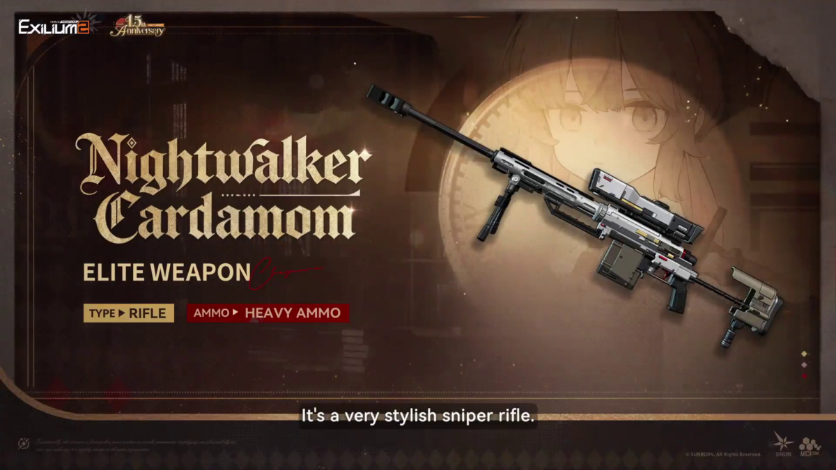 Nightwalker Cardamom elite heavy ammo rifle interface display.
