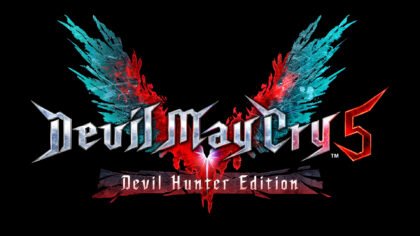 The official title logo for Devil May Cry 5 Devil Hunter Edition centered against a solid black background.