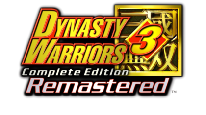 The official logo for Dynasty Warriors 3 Complete Edition Remastered featuring stylized red and gold text over traditional kanji characters.
