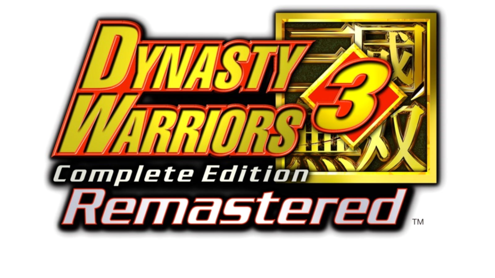 The official logo for Dynasty Warriors 3 Complete Edition Remastered featuring stylized red and gold text over traditional kanji characters.