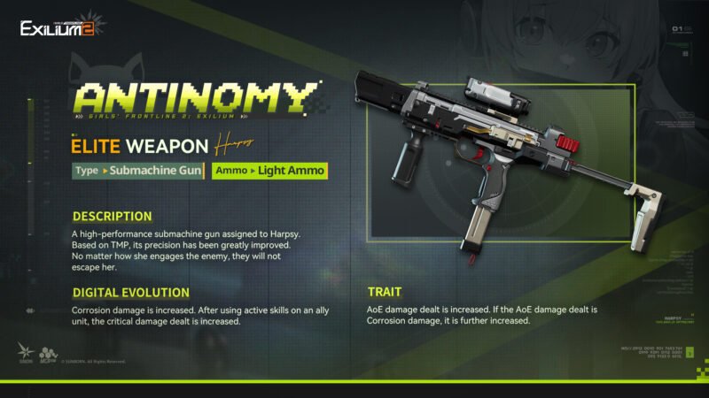 Antinomy elite submachine gun signature weapon card details