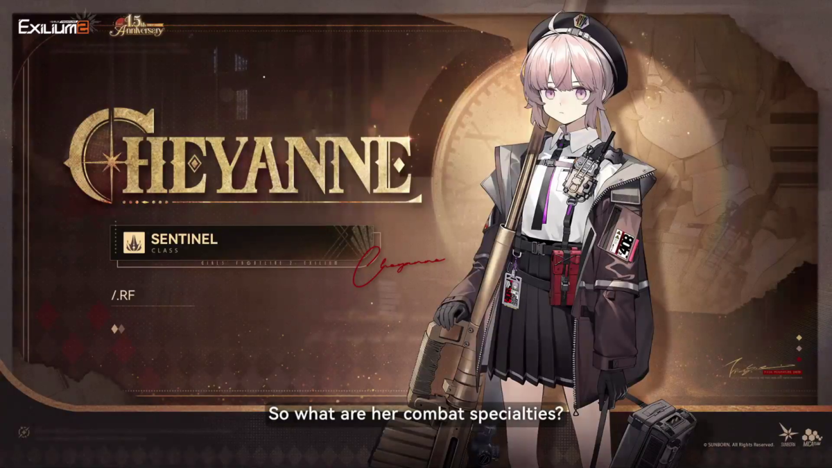 Cheyanne Sentinel class tactical splash screen detailing her physical rifle designation.