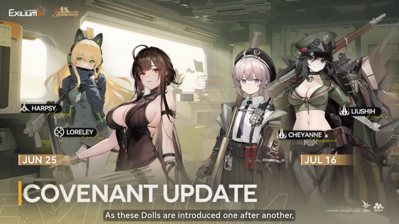 Lineup of Harpsy, Loreley, Cheyanne, and Liushih announcing immediate covenant availability.