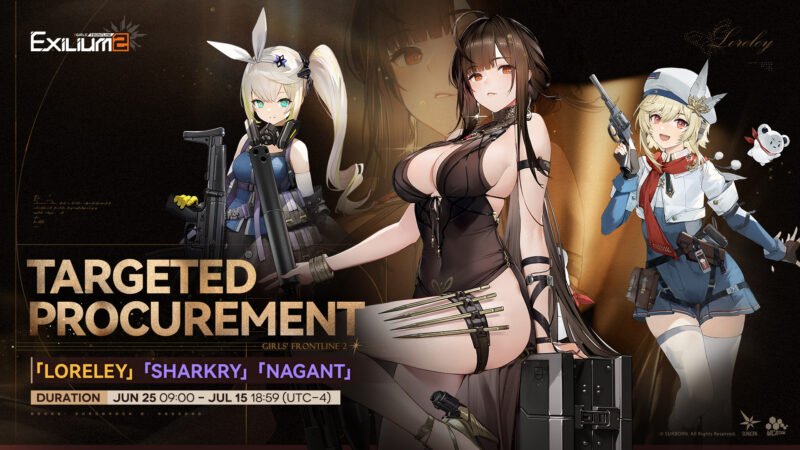 Targeted Procurement gacha banner featuring Loreley Sharkry and Nagant
