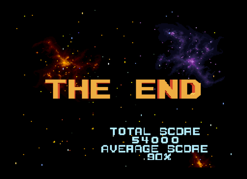 The End game clear screen in Star Fox on SNES displaying a total score of 54000 and a 90 percent average score.