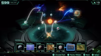 Star Fox Switch 2 alternate routes campaign map screen showing branching paths through the Lylat System.