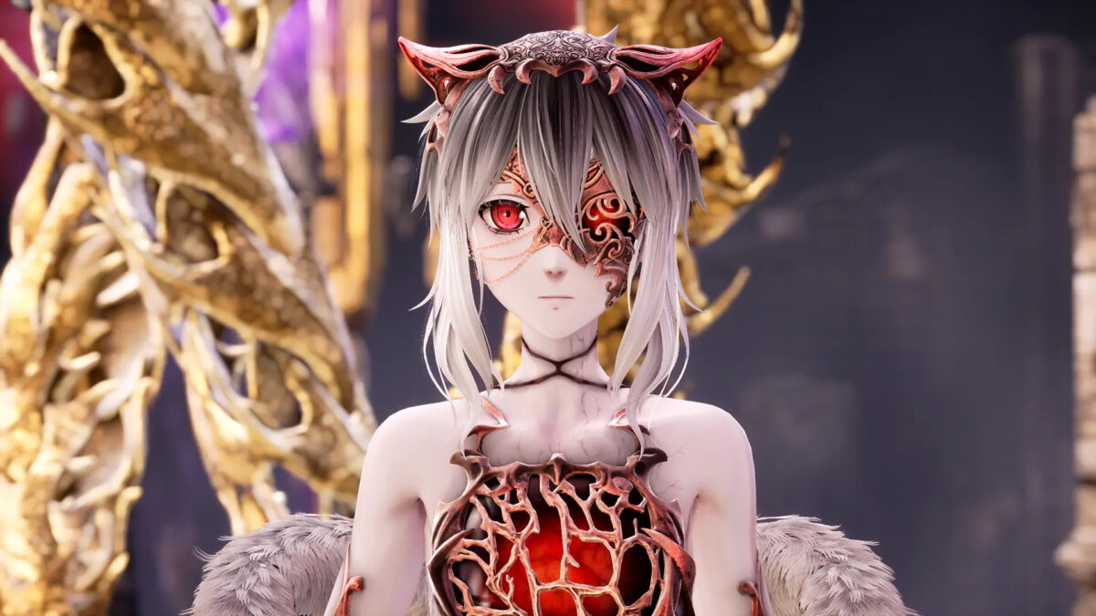 Lou MagMell, a revenant who guides players through the Forsaken World in CODE VEIN II: Mask of Idris.