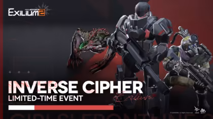 Inverse Cipher banner art featuring enemies and limited time event text.