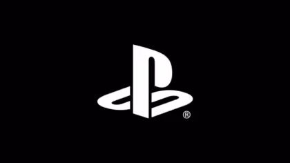 White PlayStation brand logo centered on a solid black background.